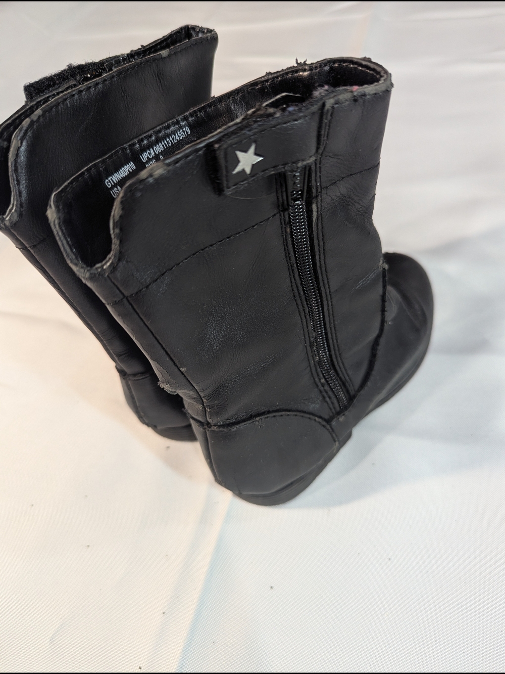 Black Star Accent Kids Zip-Up Boots